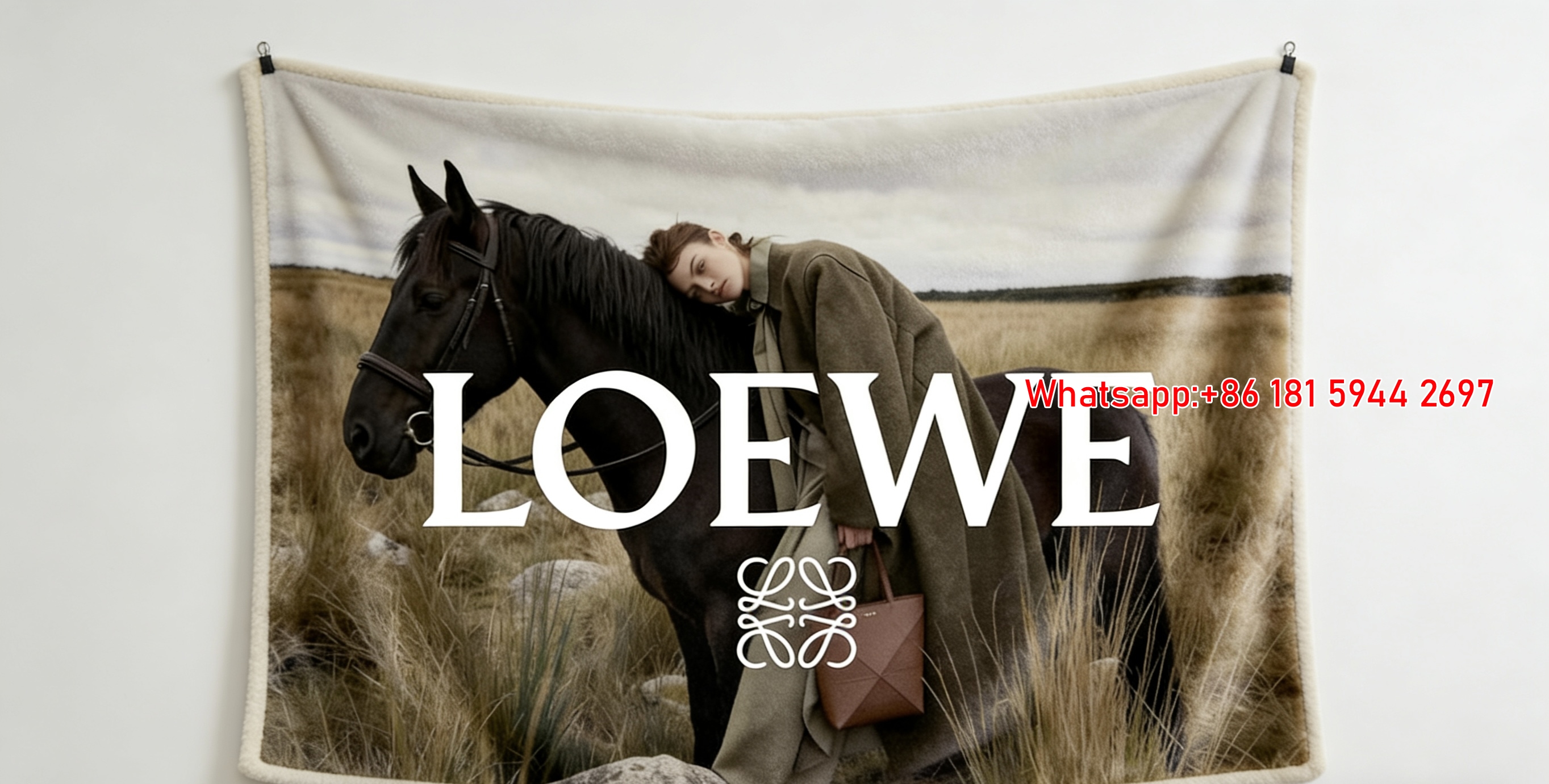 Loewe Horse Campaign Print Flannel Fleece Throw Blanket L214